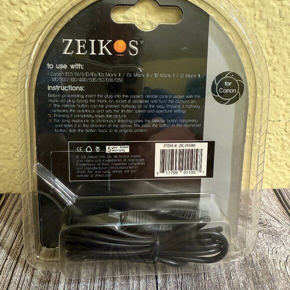 ZEIKOS Remote Switch for Canon Digital or D SLR Cameras NIB - Picture 2 of 5